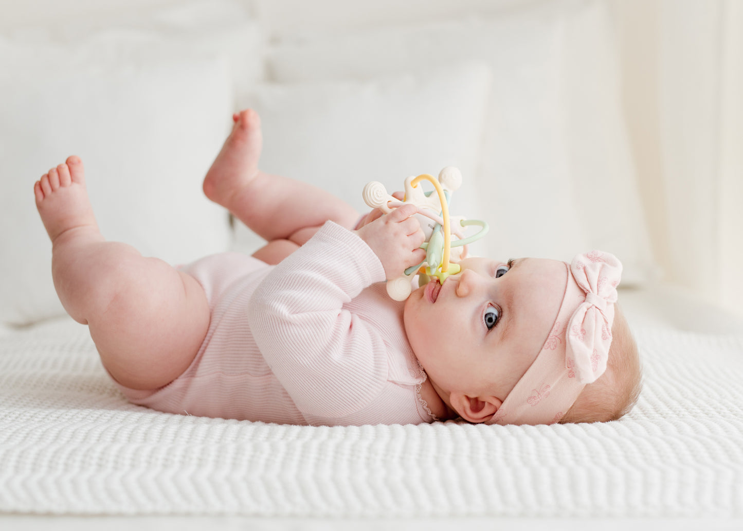 GiliGums-Cosmo Silicone Baby Rattle Teether – Pastel