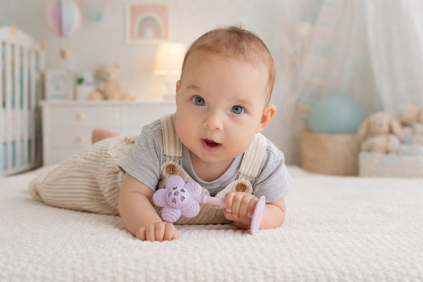 GiliGums–Merry Flower Silicone Baby Rattle Teether
