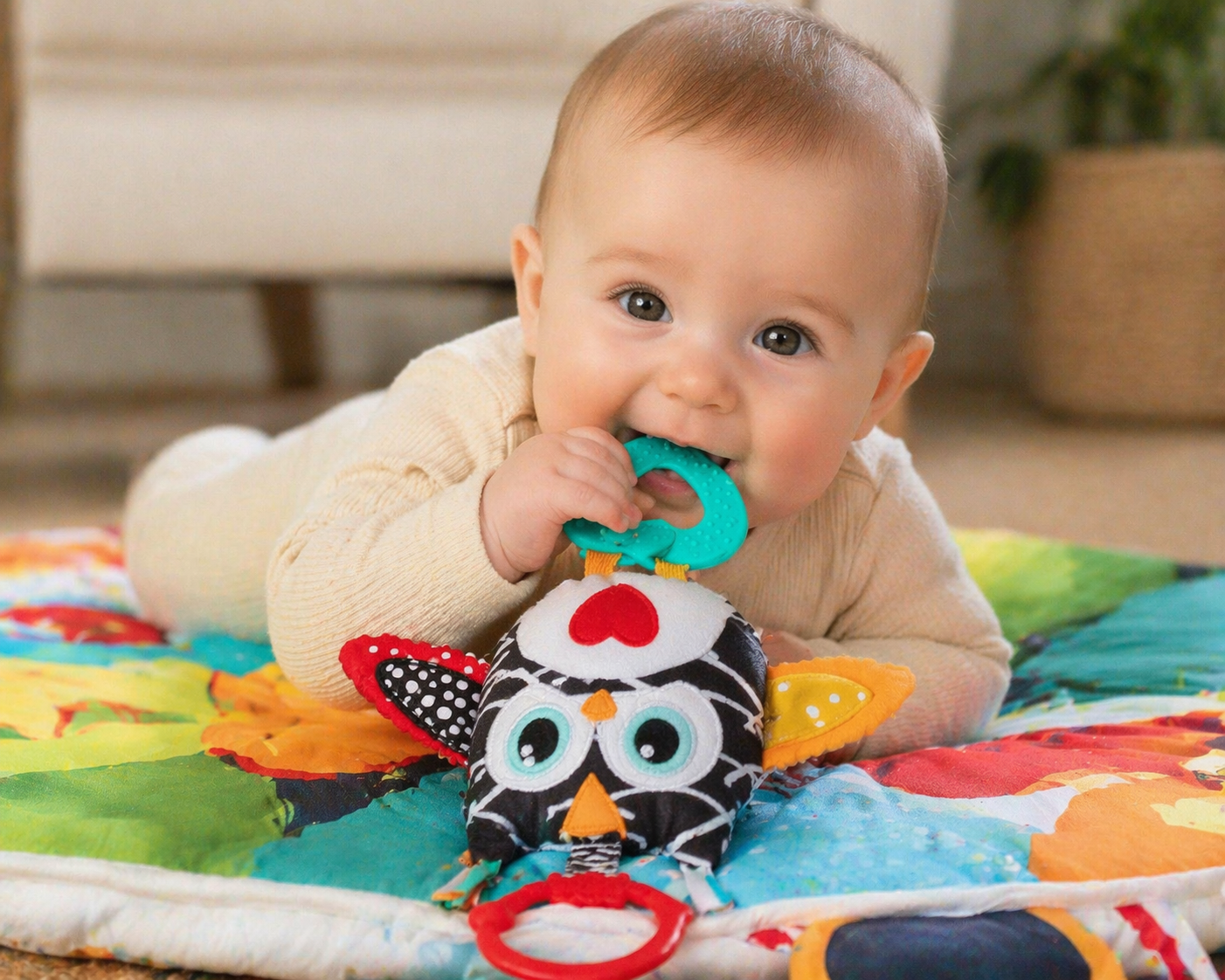 Balibazoo Owl Hanging Baby Toy – Soft Plush Sensory Pendant