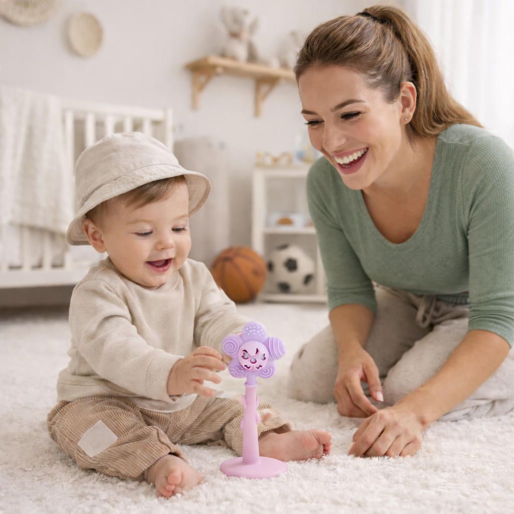 GiliGums–Merry Flower Silicone Baby Rattle Teether