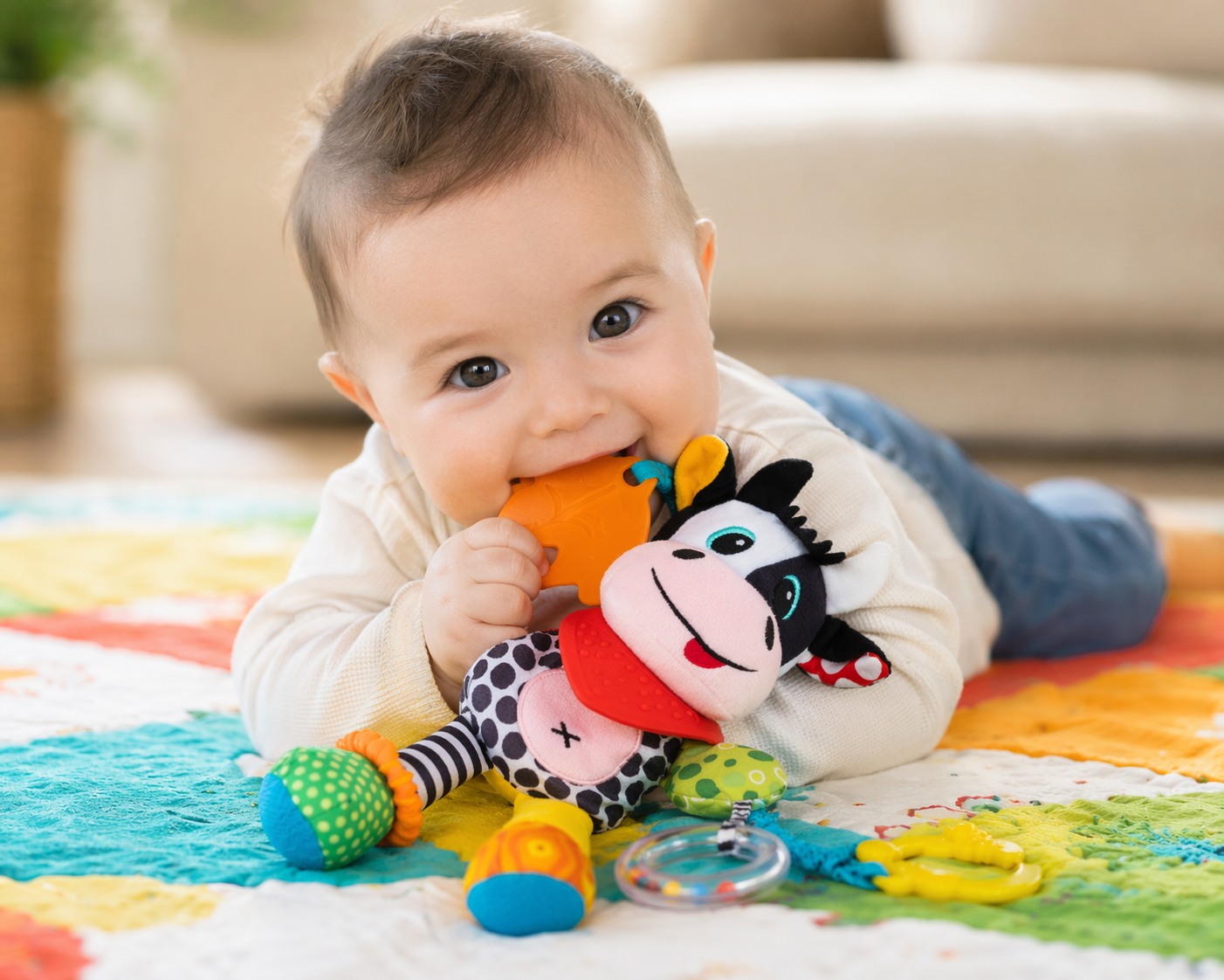 Balibazoo Clara The Cow Plush Baby Toy – Soft Sensory Toy