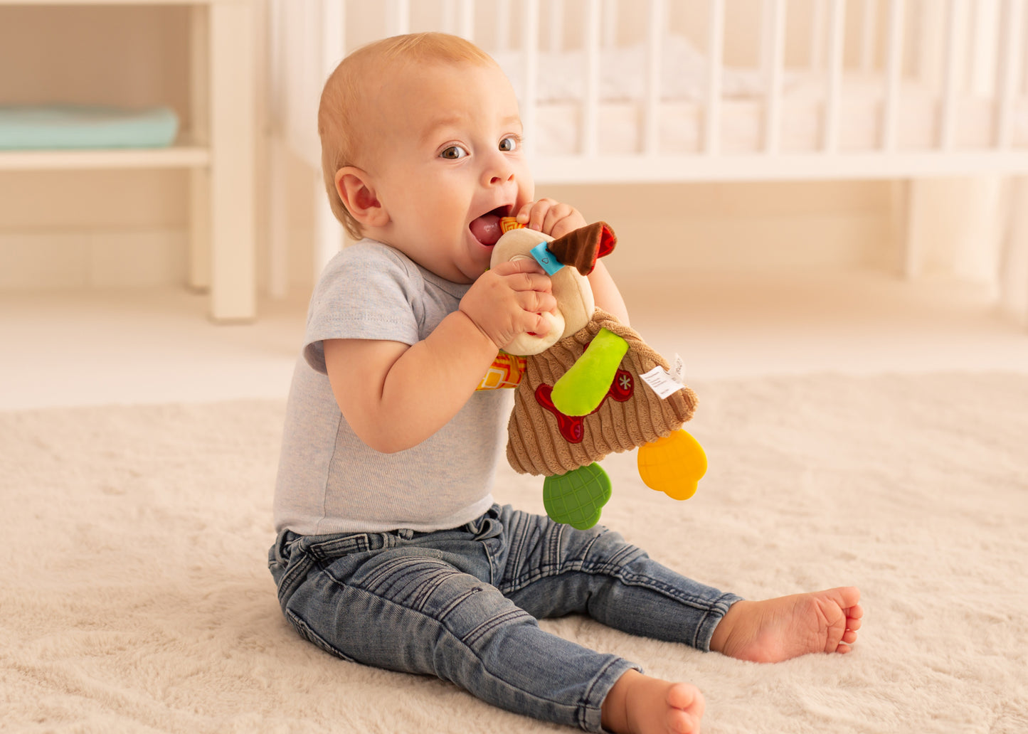 Balibazoo - Crinkle Puppy Pedro - Soft Sensory Plush with Teether