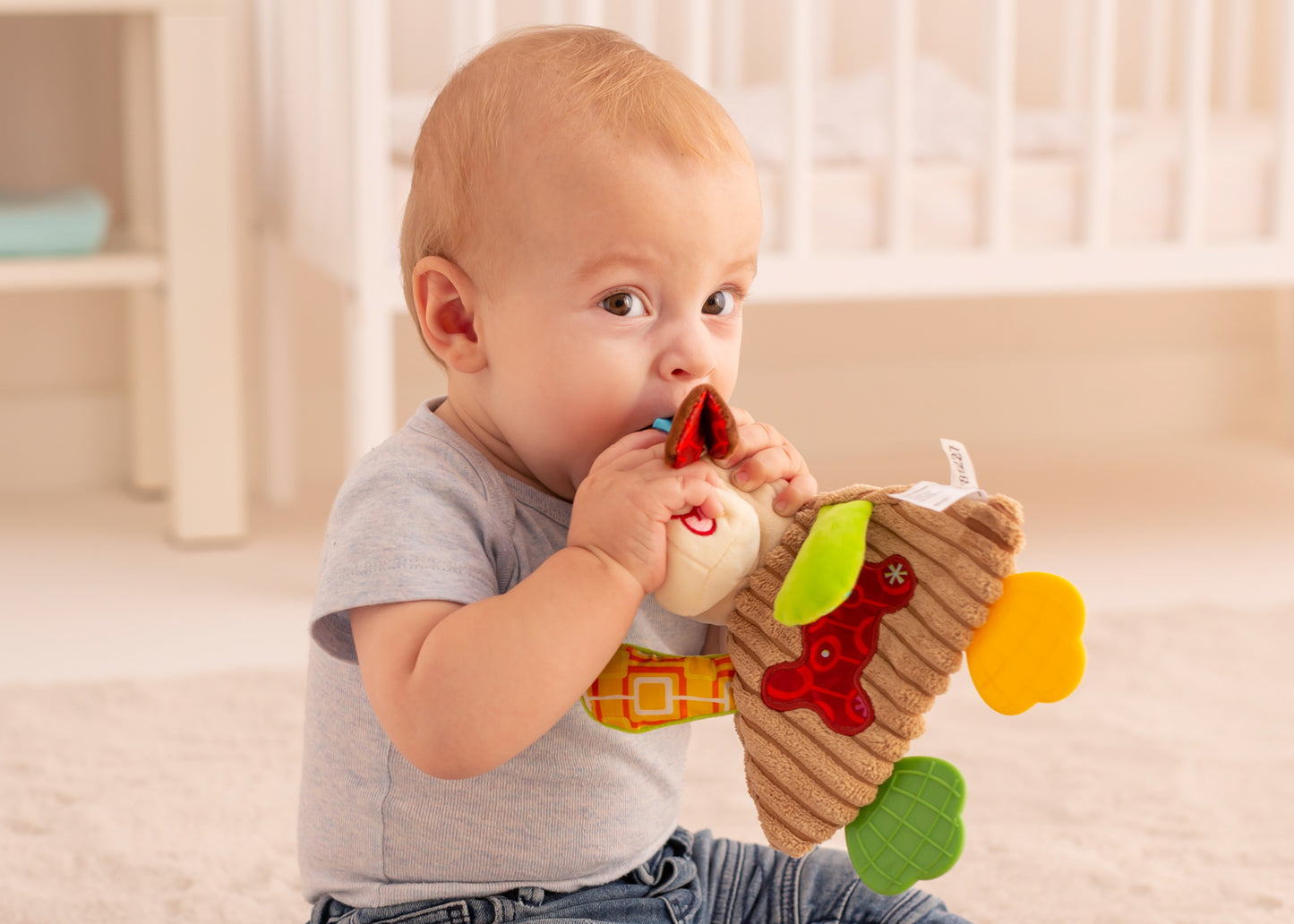 Balibazoo - Crinkle Puppy Pedro - Soft Sensory Plush with Teether