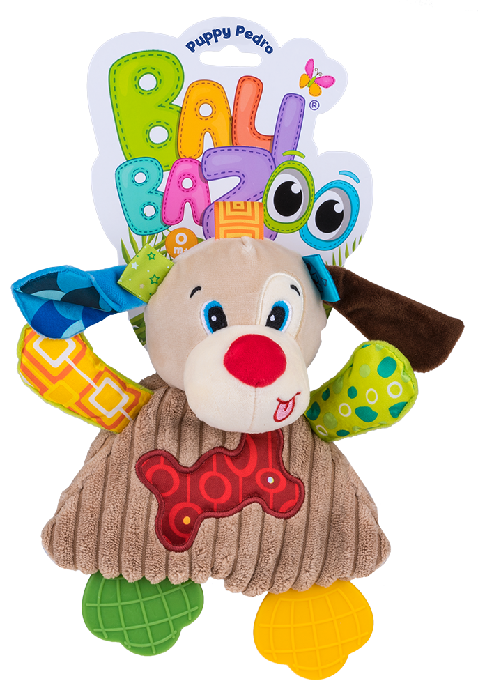 Balibazoo - Crinkle Puppy Pedro - Soft Sensory Plush with Teether