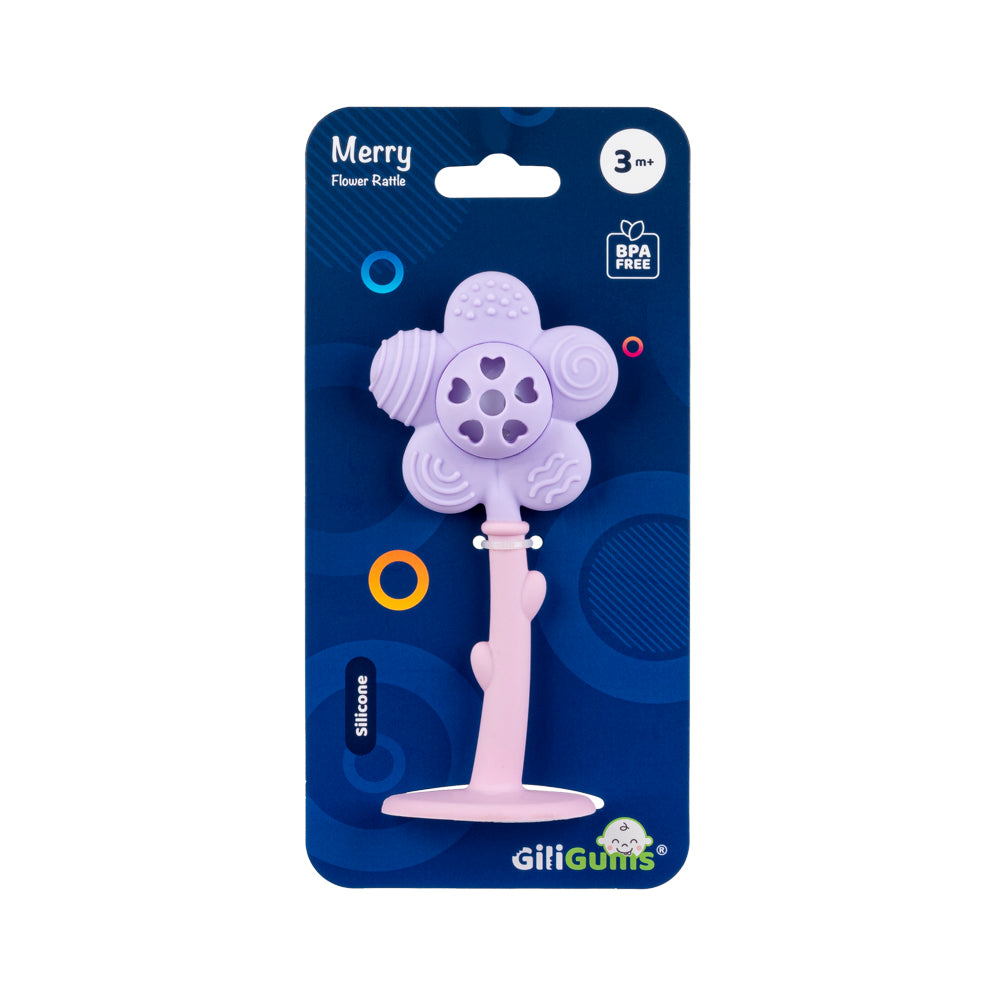 GiliGums–Merry Flower Silicone Baby Rattle Teether