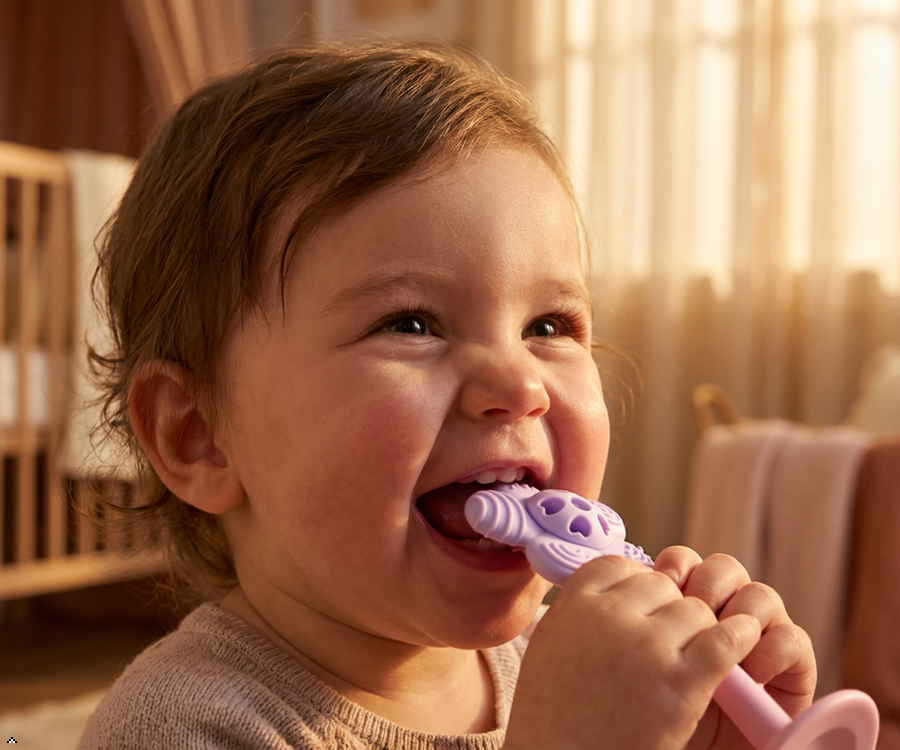 GiliGums–Merry Flower Silicone Baby Rattle Teether