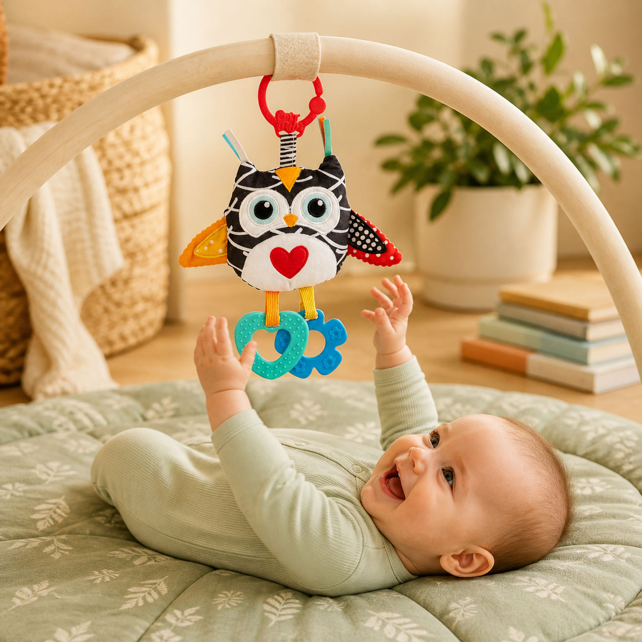 Balibazoo Owl Hanging Baby Toy – Soft Plush Sensory Pendant